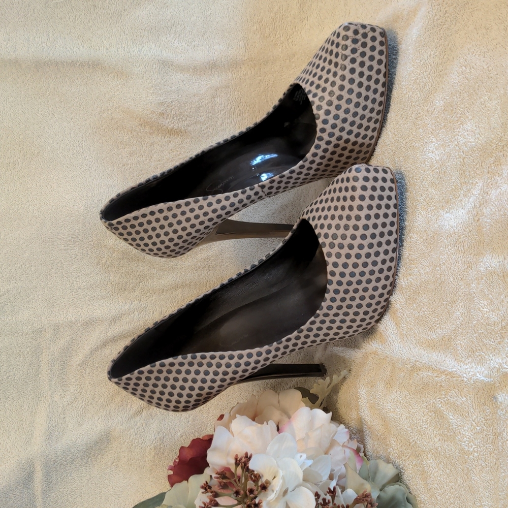 Jessica Simpson Leather Polka Dot High Heel Shoes